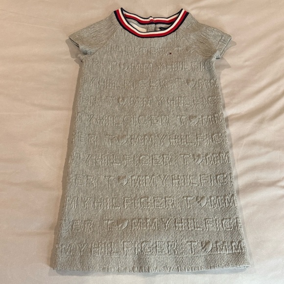 Tommy Hilfiger Kids Gray Dress Red Blue Accents and Embossed Fabric Sz 10 - Picture 1 of 8